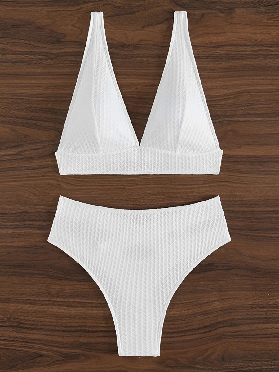 2025 White Printed Bikini – Sexy High Waist Swimsuit for Women’s Beachwear