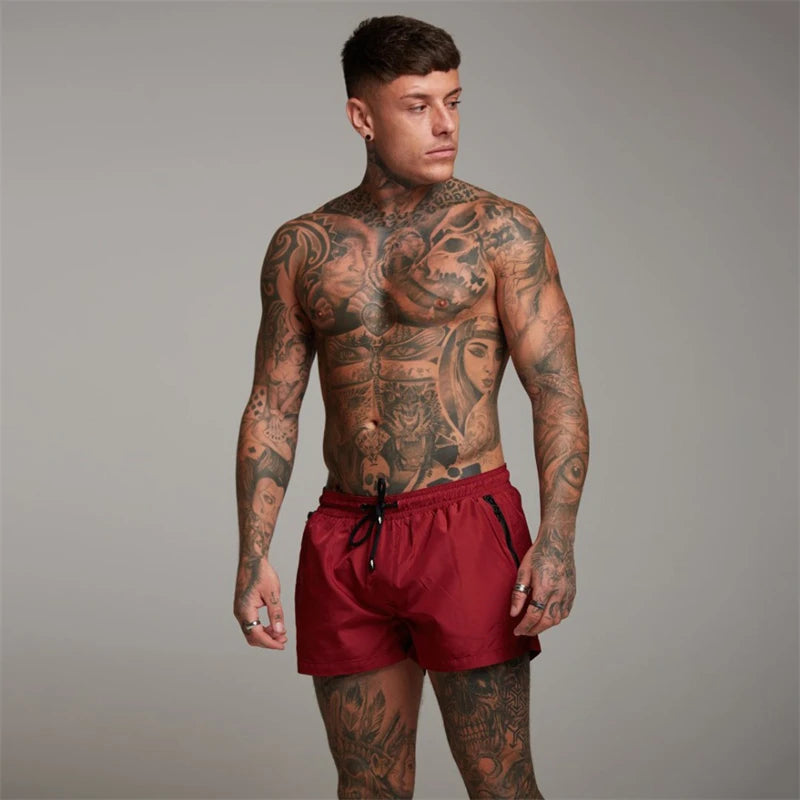 Mens Swim Trunks with Zipper Pockets Mesh Liner Summer Beach Board Shorts Quick Dry Swimming Bathing Suit Swimsuit Swimwear