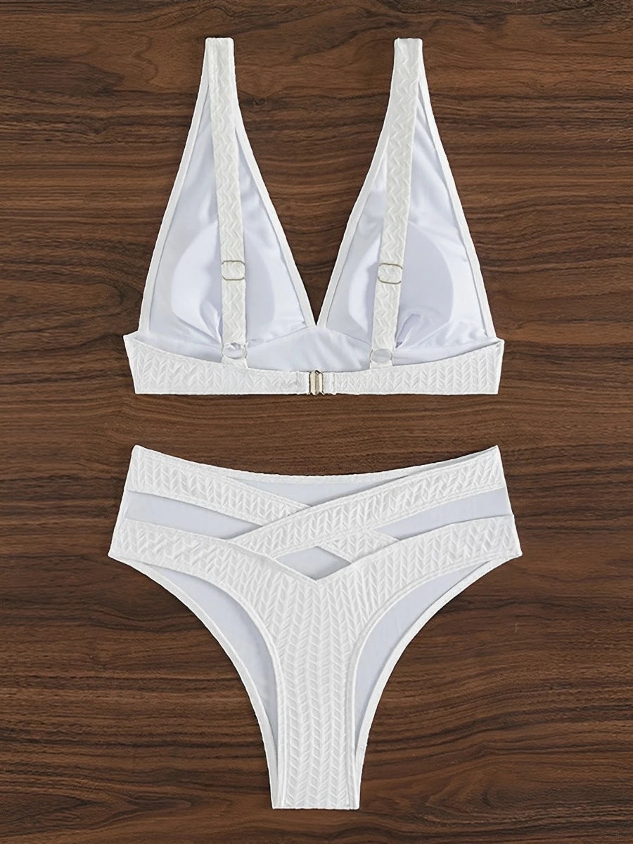 2025 White Printed Bikini – Sexy High Waist Swimsuit for Women’s Beachwear
