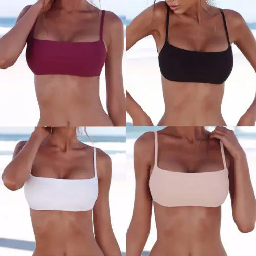 Solid Bikini Top for Women – Bandeau Bikini Separates, Girls Beachwear, Female Sun Thing Beachwear