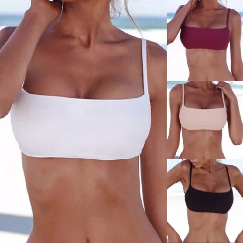 Solid Bikini Top for Women – Bandeau Bikini Separates, Girls Beachwear, Female Sun Thing Beachwear