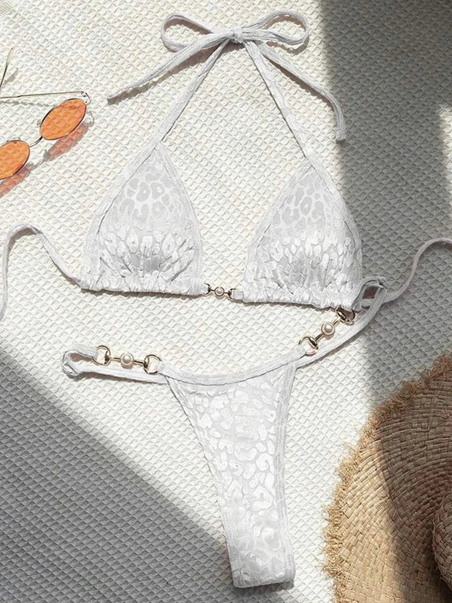 Female Swimsuit Two-piece Bikini Set Halter Bathing Suit Swim