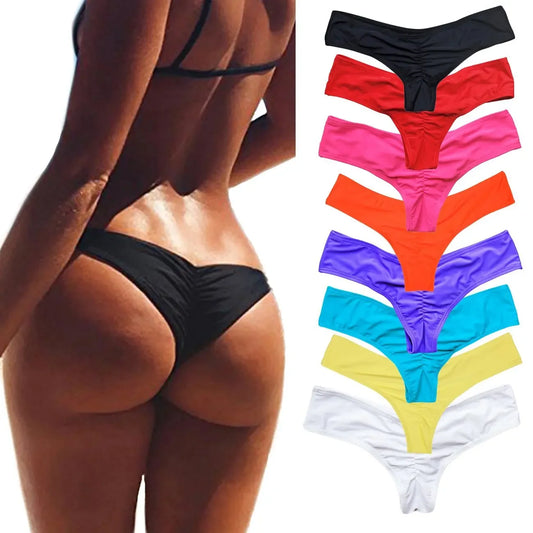 Women’s Sexy Swimwear Briefs, Summer Bikini Bottom Thong Swimsuit, Ladies Black Beachwear, Sexy Lingerie, Women's Underwear