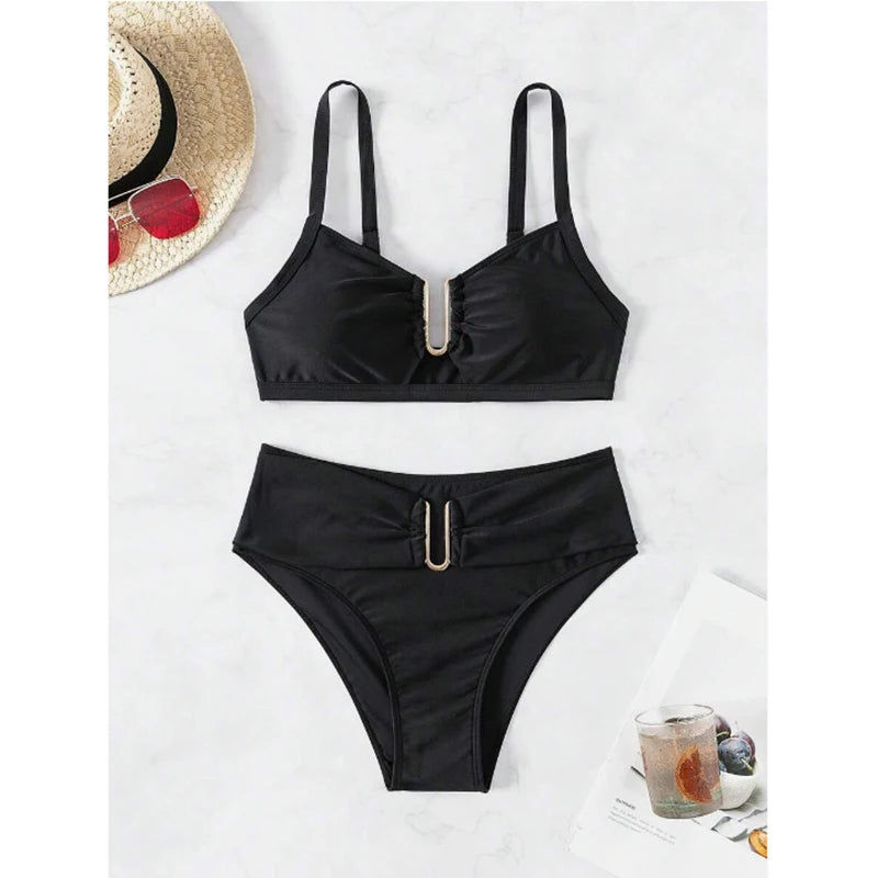 Push-Up High Waist Bikini Set – Backless Two-Piece Swimsuit for Women’s Summer Style