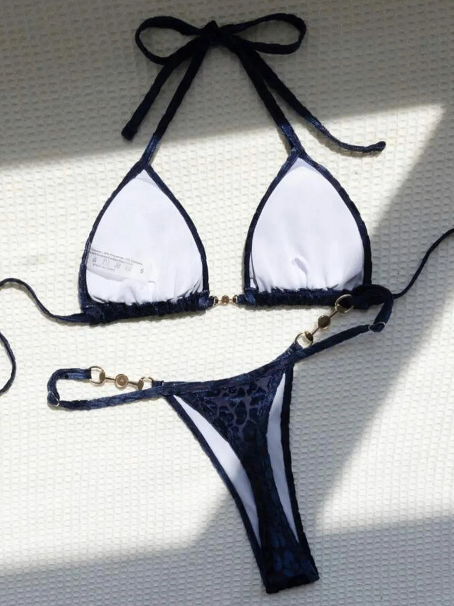 Female Swimsuit Two-piece Bikini Set Halter Bathing Suit Swim