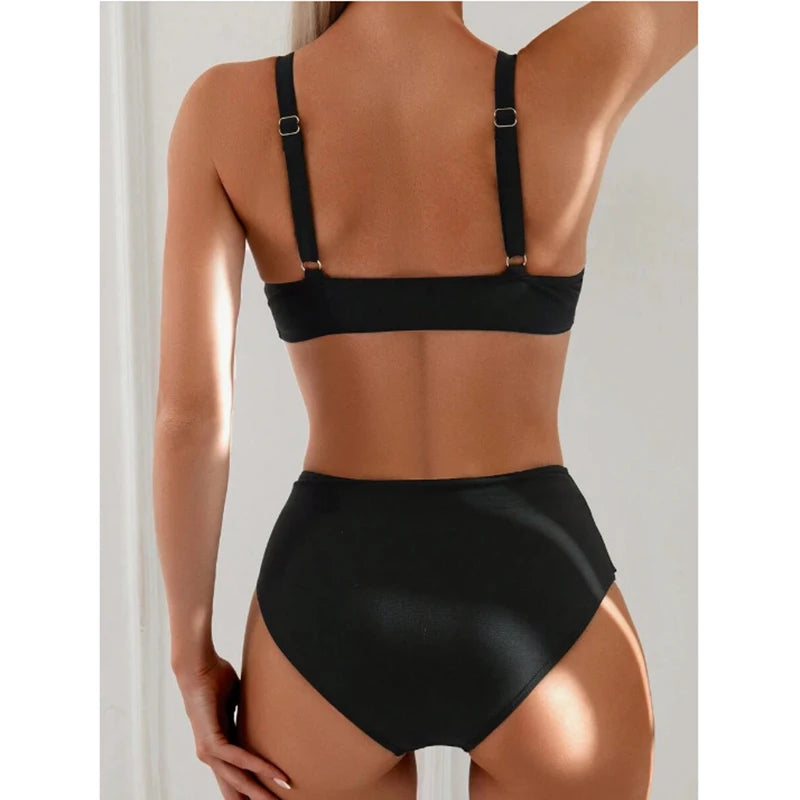Push-Up High Waist Bikini Set – Backless Two-Piece Swimsuit for Women’s Summer Style