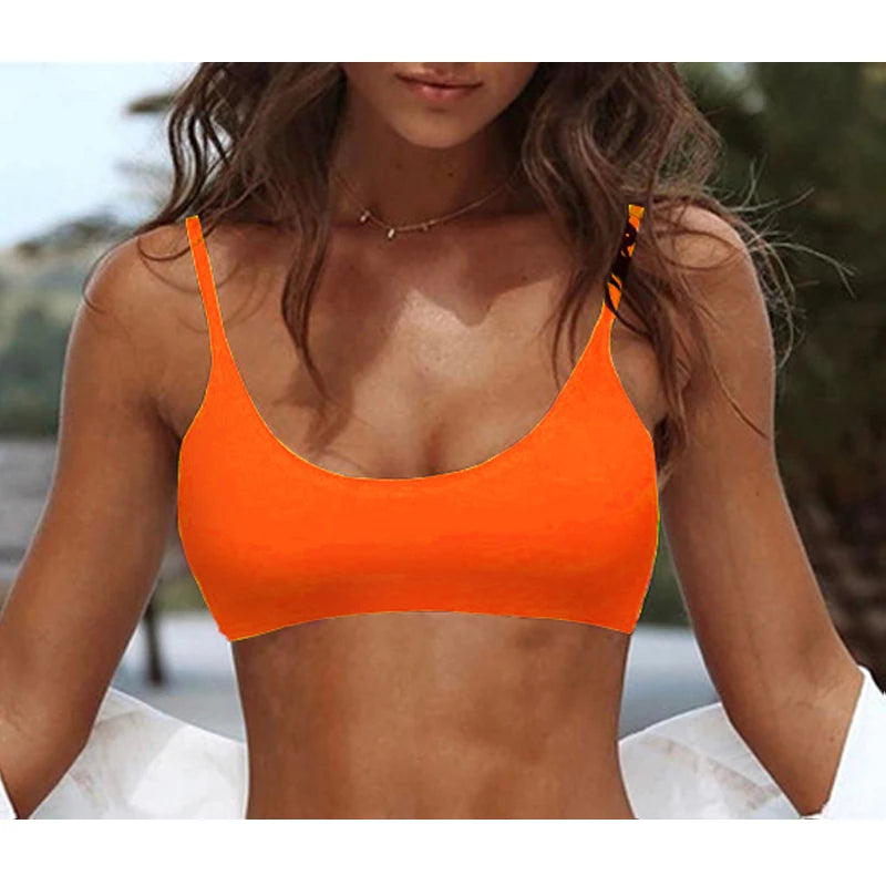 8 Color Black Solid Sexy Bikini Top – 2025 New Women Swimwear, Cup Bra Padded Swimsuit, Bathing Suit, Beachwear Female Top Bikini Set