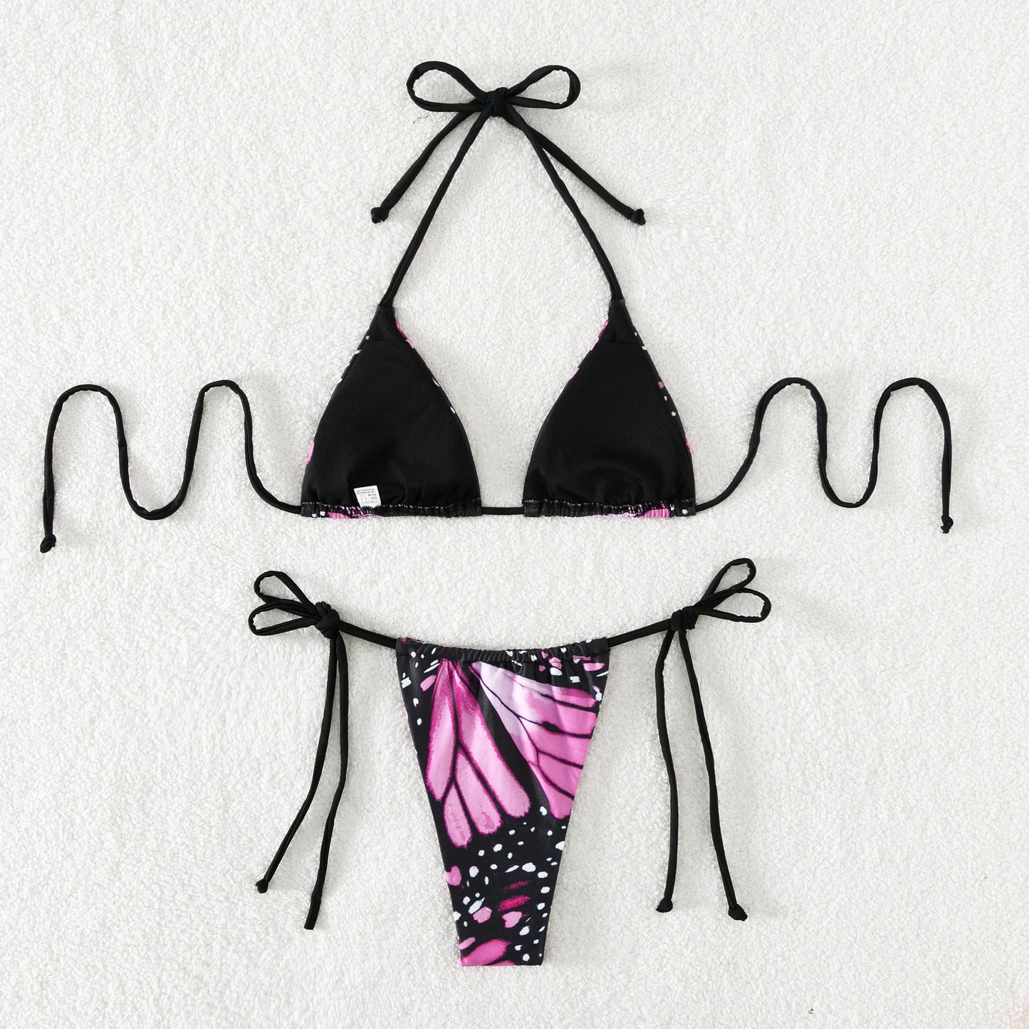 Sexy Butterfly Print Micro Bikini Set – Halter String Two-Piece Swimsuit for Women’s Beach Outfits