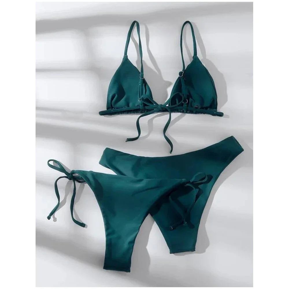 3 Pack Two Bottoms Push Up Bikini Sets Swimsuit for Women, Sexy Low and Mid Waist, Three Pieces Swimwear 2025 Bathing Suit