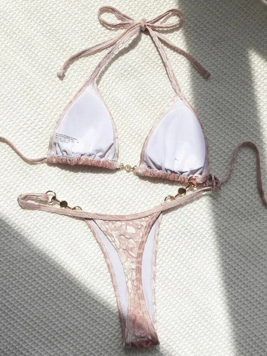 Female Swimsuit Two-piece Bikini Set Halter Bathing Suit Swim