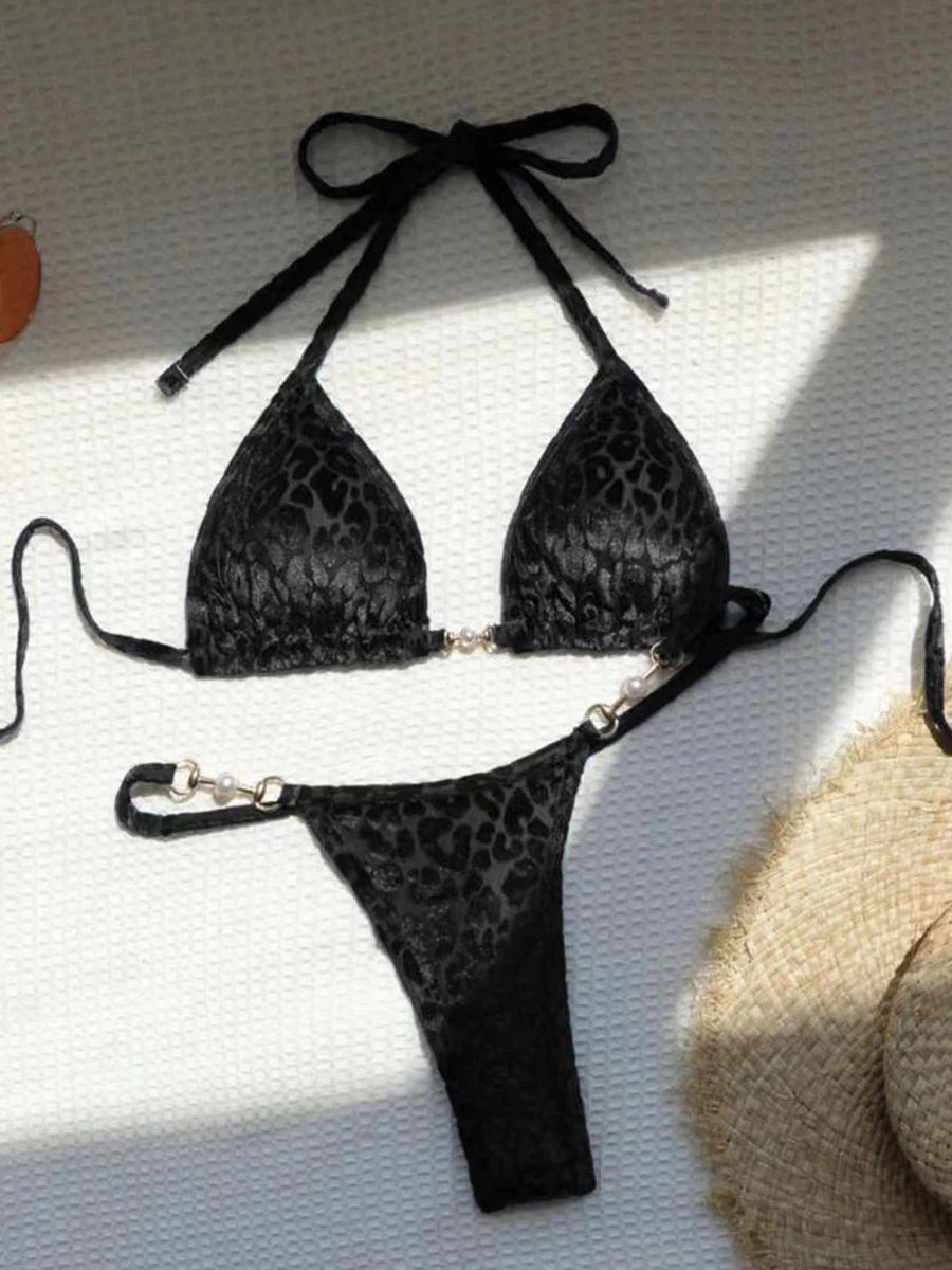 Female Swimsuit Two-piece Bikini Set Halter Bathing Suit Swim