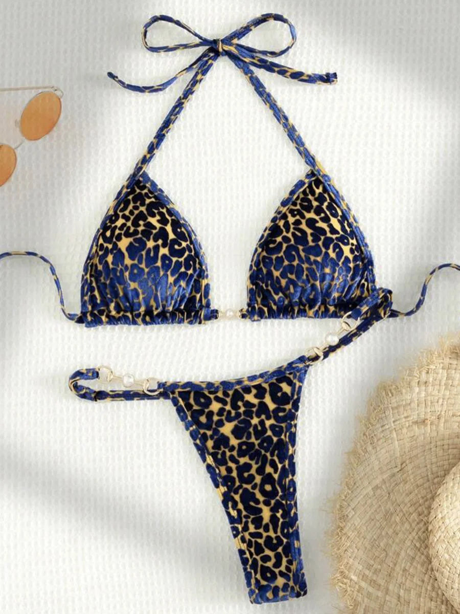 Female Swimsuit Two-piece Bikini Set Halter Bathing Suit Swim