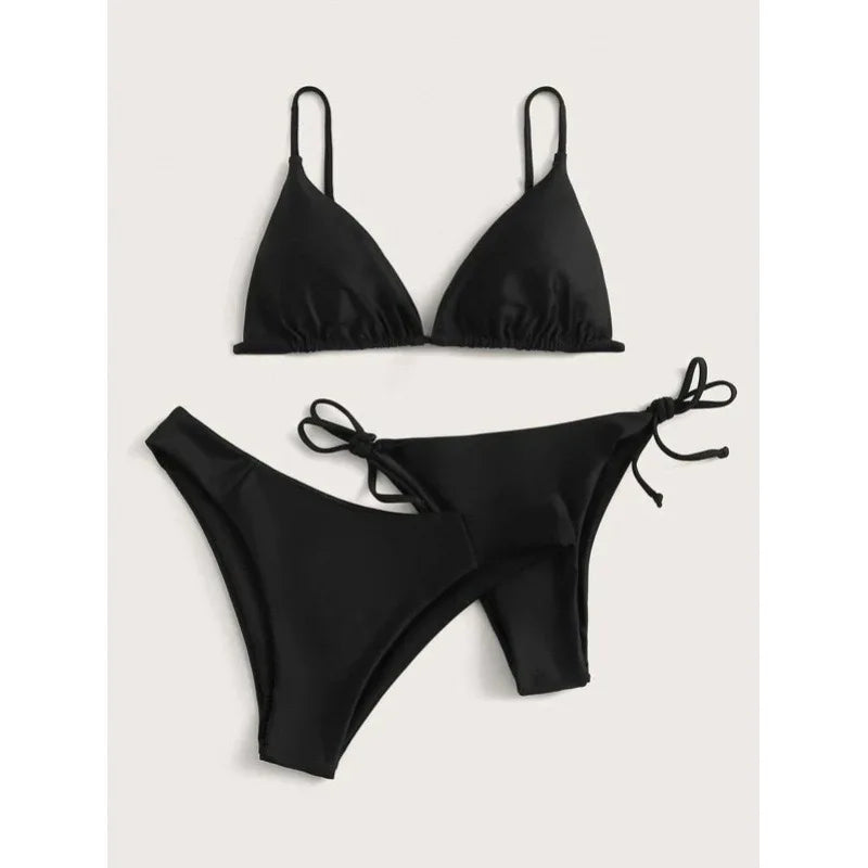 3 Pack Two Bottoms Push Up Bikini Sets Swimsuit for Women, Sexy Low and Mid Waist, Three Pieces Swimwear 2025 Bathing Suit