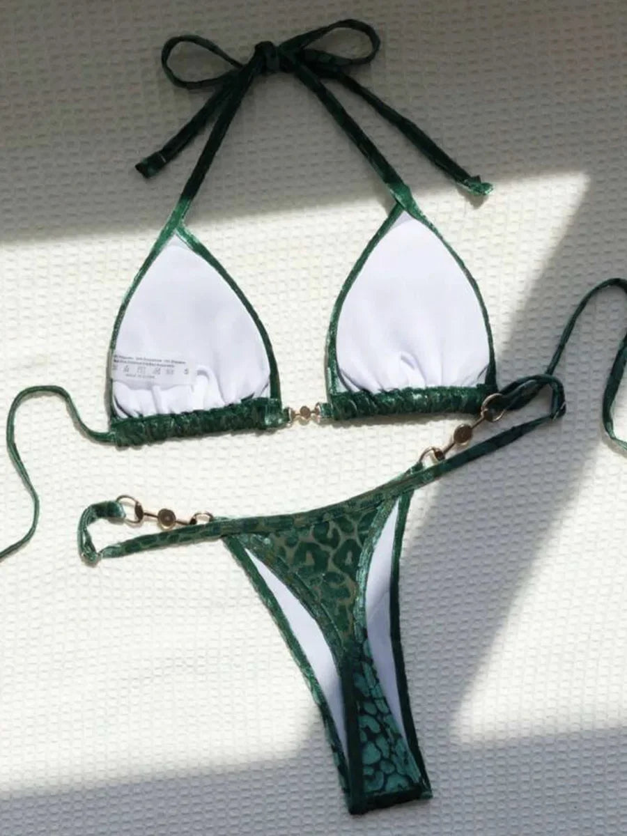 Female Swimsuit Two-piece Bikini Set Halter Bathing Suit Swim
