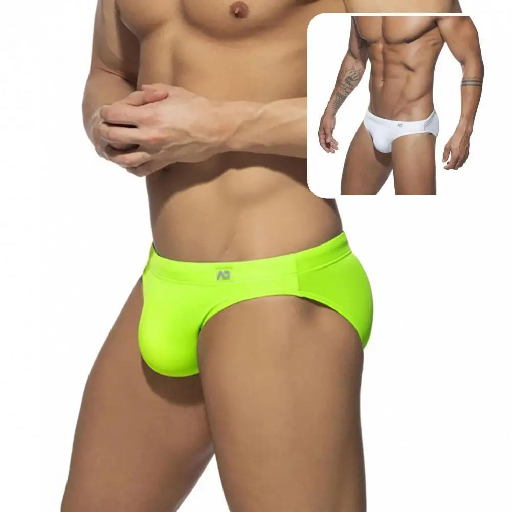 Men's Swimming Trunks Stretch Thong Low Waist Bikini Sexy Solid Color Swimsuit Summer Men's Beach Swimming Shorts