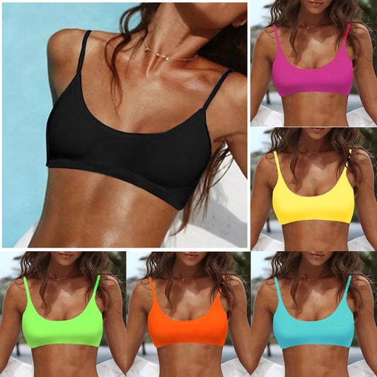 8 Color Black Solid Sexy Bikini Top – 2025 New Women Swimwear, Cup Bra Padded Swimsuit, Bathing Suit, Beachwear Female Top Bikini Set