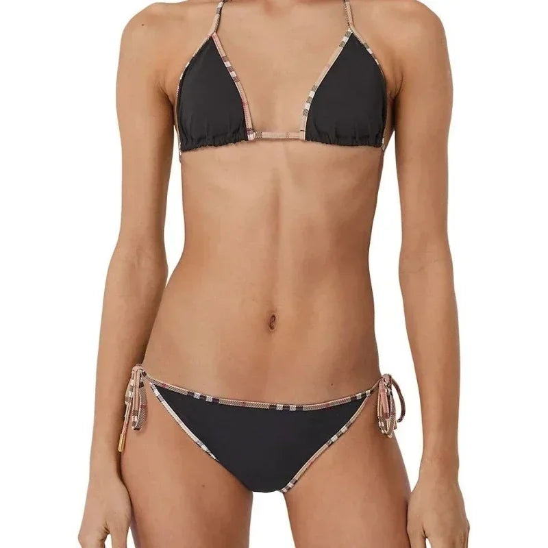 Luxury Designer Bikini Set – Sexy Thong Two-Piece Swimsuit with Suspender Bra Top