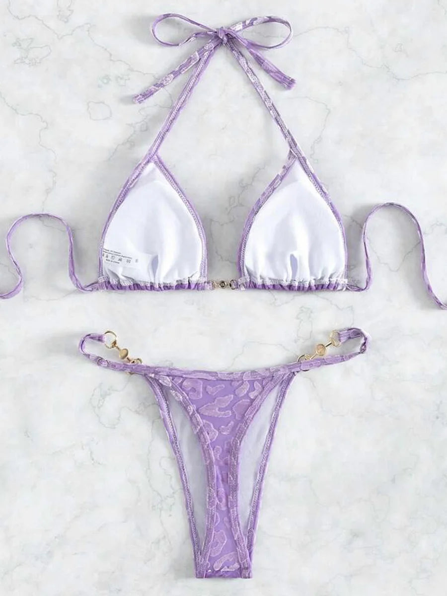 Female Swimsuit Two-piece Bikini Set Halter Bathing Suit Swim