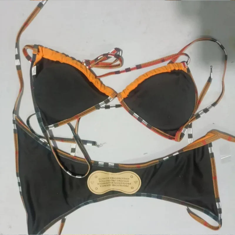 Luxury Designer Bikini Set – Sexy Thong Two-Piece Swimsuit with Suspender Bra Top