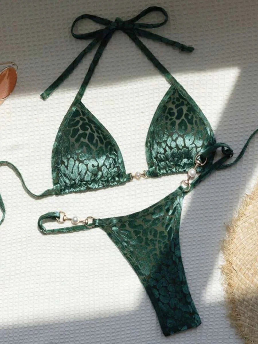Female Swimsuit Two-piece Bikini Set Halter Bathing Suit Swim