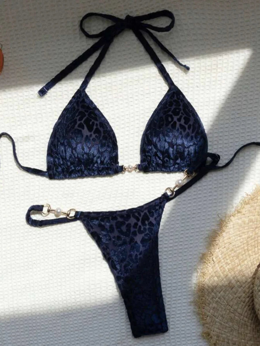 Female Swimsuit Two-piece Bikini Set Halter Bathing Suit Swim