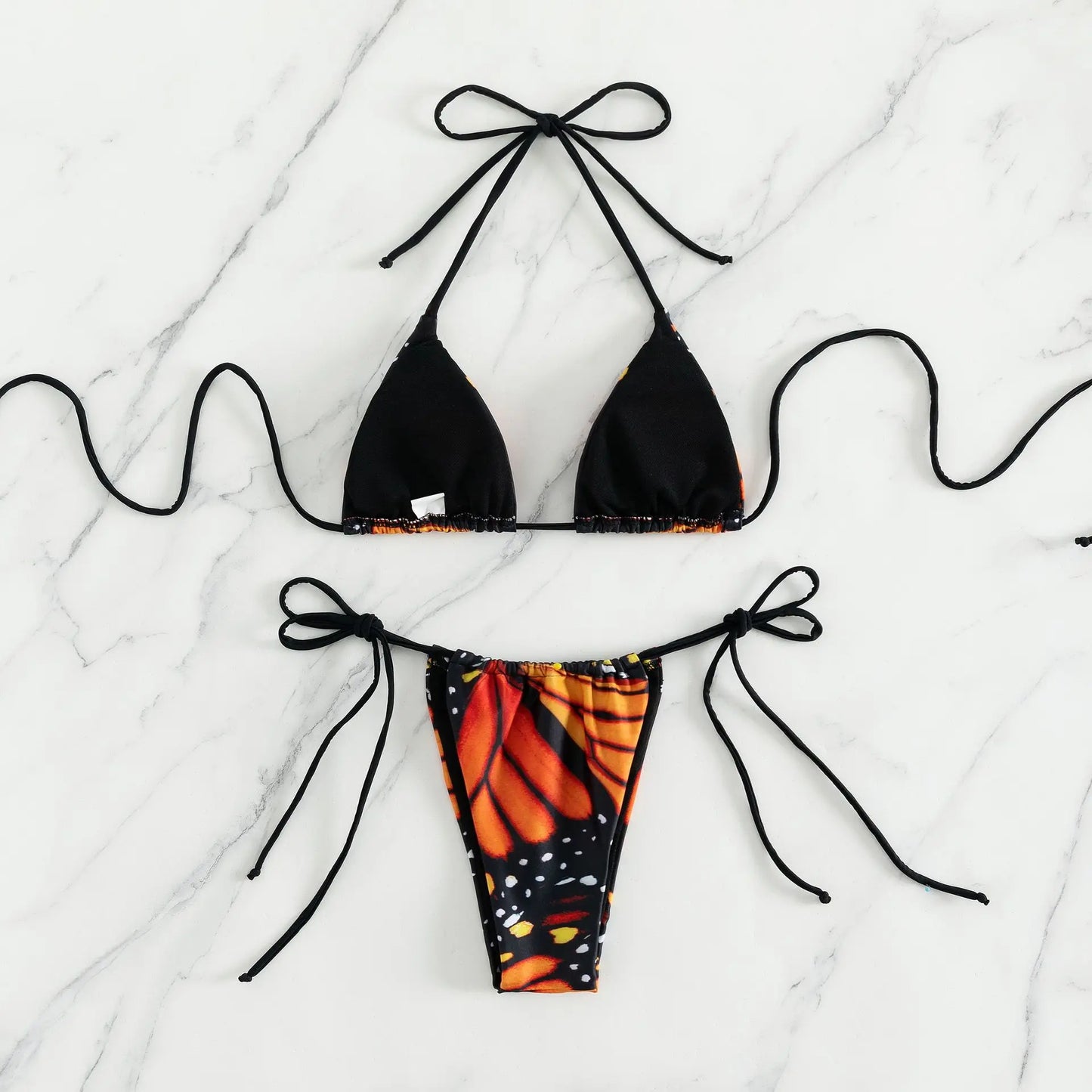 Sexy Butterfly Print Micro Bikini Set – Halter String Two-Piece Swimsuit for Women’s Beach Outfits