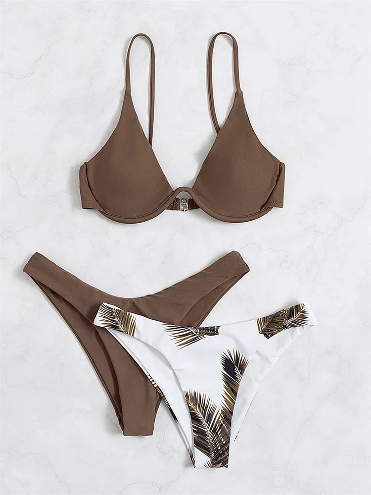 New Solid Print Bikini Set – Sexy Sling Thong Swimsuit for Women, 3-Piece Summer Beachwear