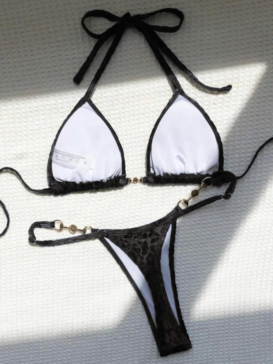 Female Swimsuit Two-piece Bikini Set Halter Bathing Suit Swim